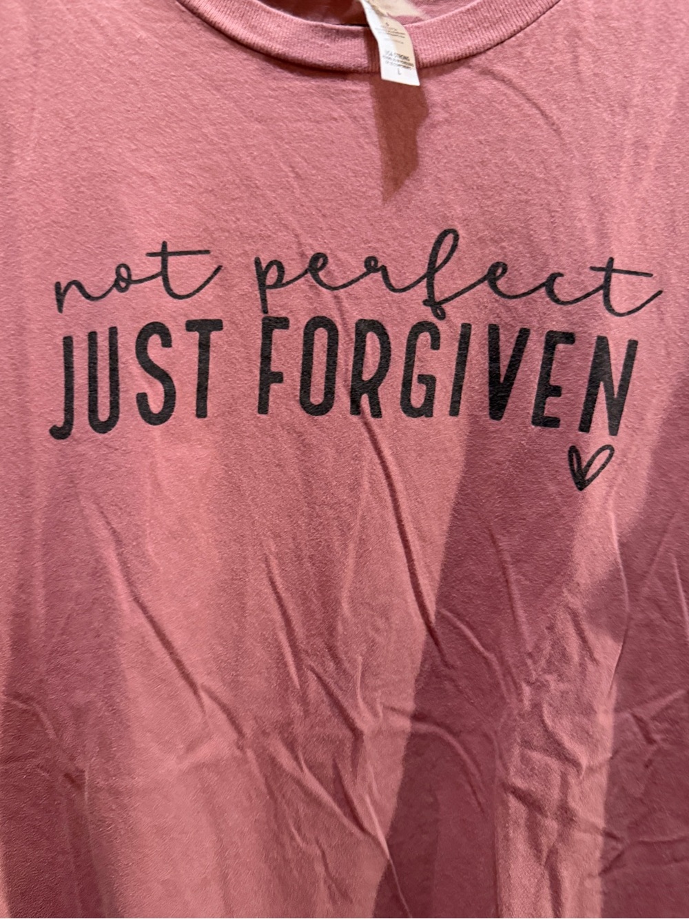 Bella Canvas Women's Dusty Rose 'Just Forgiven' Graphic Tee - Picture 3 of 6